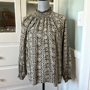 Soeur Paris Cleo silk paisley print gathered neck balloon sleeve cuff Blouse 38